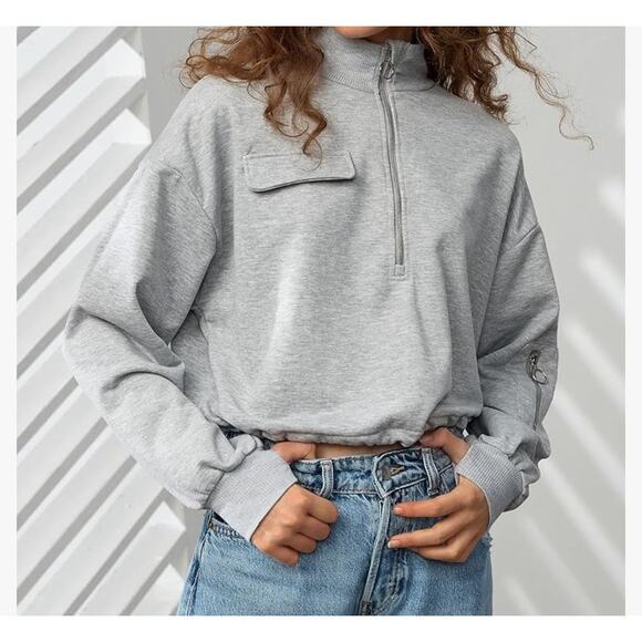 SILKWORLD Womens Half Zip Pullover Sweatshirt, Size XL - Picture 3 of 6